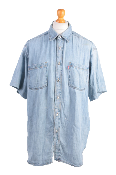 Levi’s Short Sleeve Denim Shirt 90s Retro Blue L