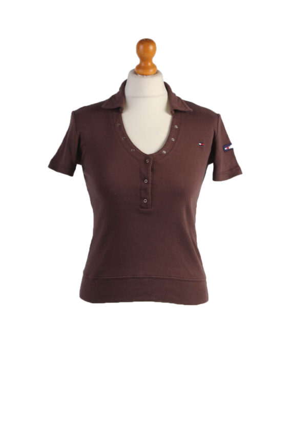 Tommy Hilfiger Vintage Casual Women Polo Shirt Brown Chest Size 34" -PT0463-0