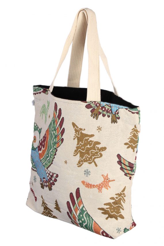 Ladies Owl Printed Bag – Cream