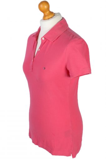 Womens Tommy Hilfiger Plain Polo Shirt - Pink - S -PT0765-44678
