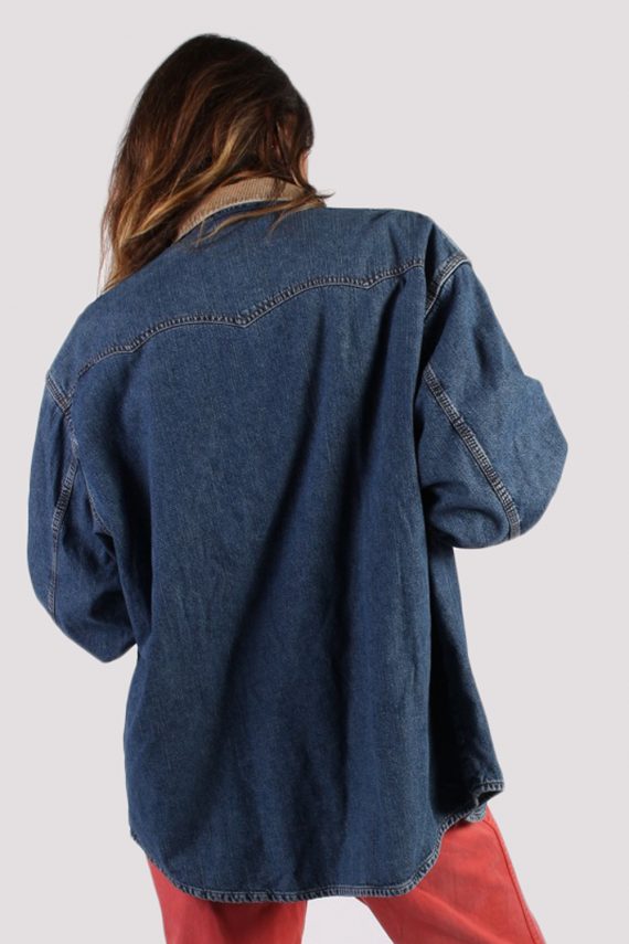 90s Denim Jacket Blanket Inner Dark Blue L