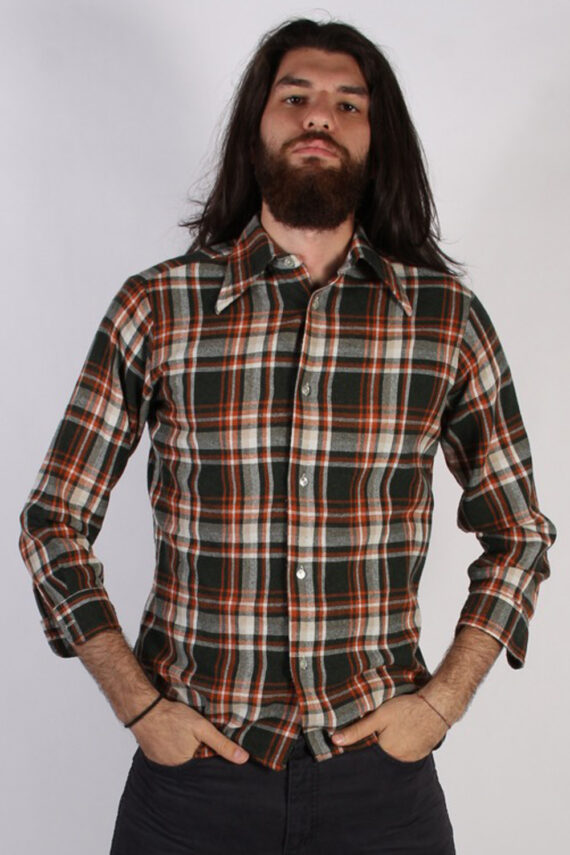 Vintage Retro Mens Flannel Shirt - L Multi - SH3017-0
