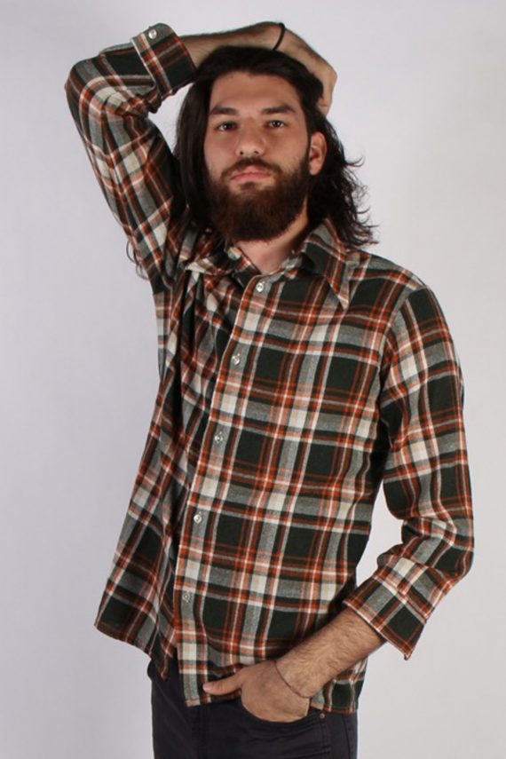 Vintage Retro Mens Flannel Shirt - L Multi - SH3017-55444