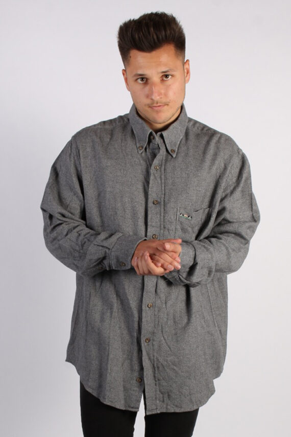 Flannel Shirt 90s Retro Grey XL