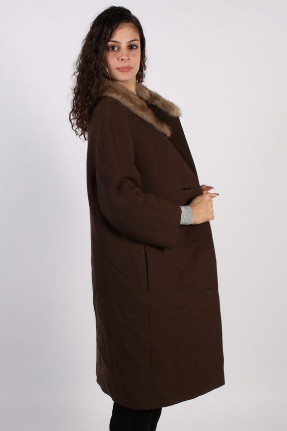 Vintage Hucke Long Fur Collar Coat  Bust: 41 Brown