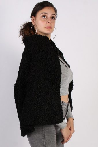 Vintage Poncho Faux Fur Coat Bust: One Size Black
