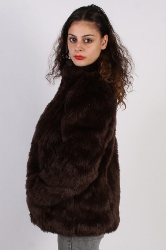 Vintage Outfit Ladies Fun Fur Coat Jacket  M Brown