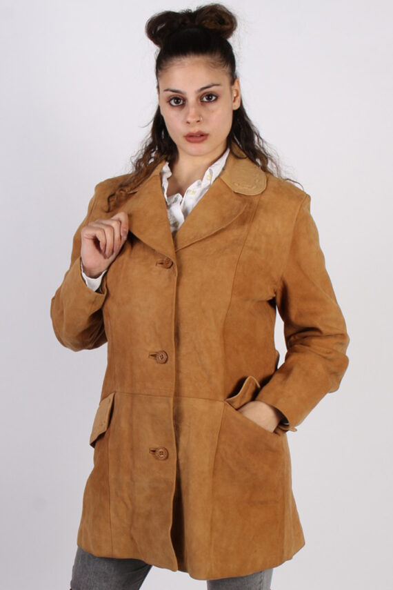 Vintage David Jones Ladies Suede Coat Jacket M , L Brown -C695-0