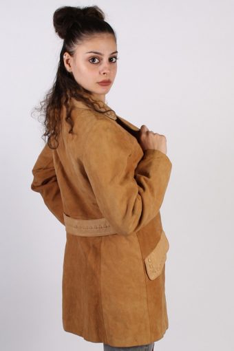 Vintage David Jones Ladies Suede Coat Jacket M , L Brown