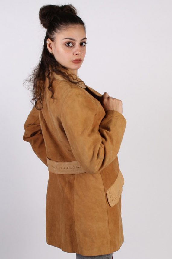 Vintage David Jones Ladies Suede Coat Jacket M , L Brown -C695-57187