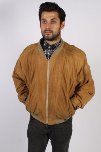 Vintage M. Flues Suede Leather Coat Jacket  Chest:52 Brown