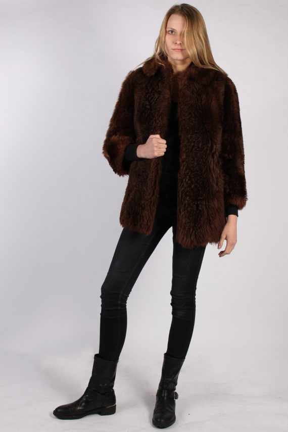 Vintage Genuine Real Fur Womens Coat Jacket – Bust:40 Brown