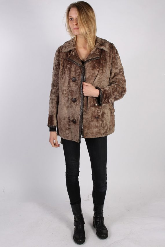 Vintage Ruhl Pelz Real Fur Womens Coat Jacket  Bust:44 Beige
