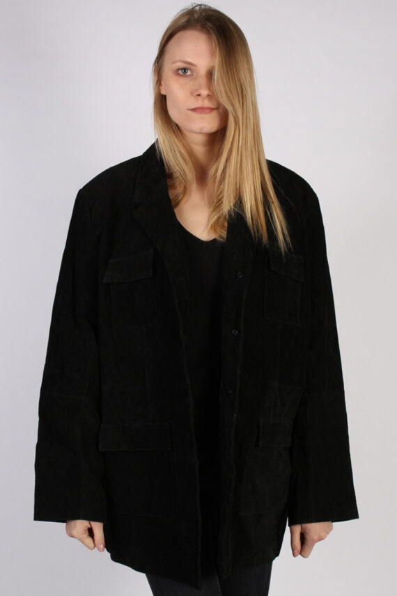 Vintage The Career Suede Ladies Coat Jacket Bust:55 Black -C963-0