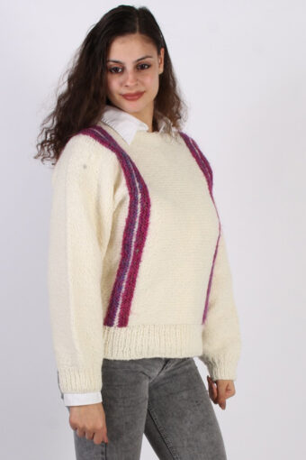Women Jumper 90s Design Knit Cream L