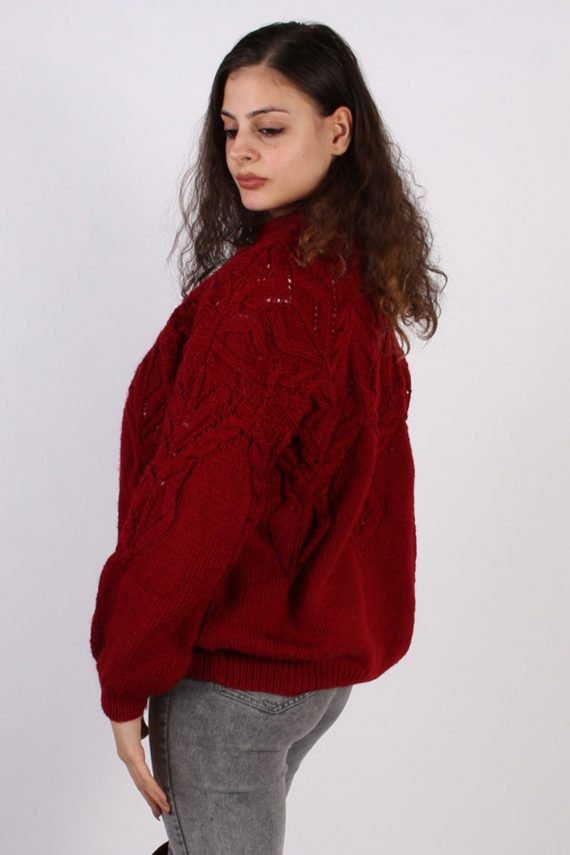 Women Jumper Knitwear 80s 90s Cool Knitted Red XL
