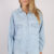 Women Denim Shirt Long Sleeve 90s Retro Blue XL