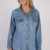 Women Denim Shirt Long Sleeve 90s Retro Blue L