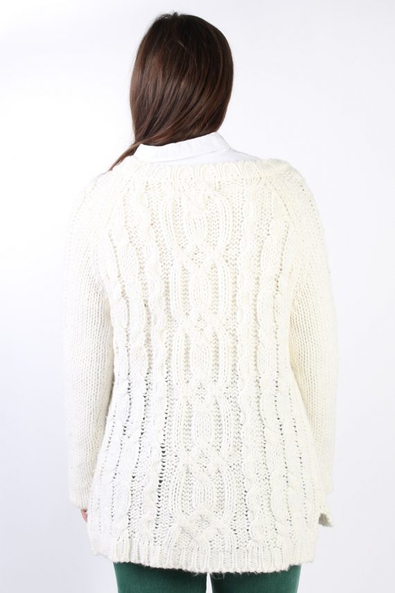 Women Cable Knit Jumper Clock House White XL