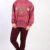 High Neck Hoodie Sweatshirt 80s Retro Pink XL