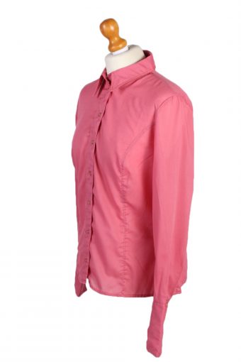 Women 90s Shirt Blouses Long Sleeve Pink L