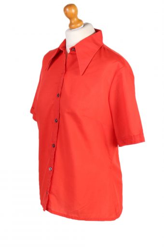 Women 90s Shirt Blouses Short Sleeve Red L