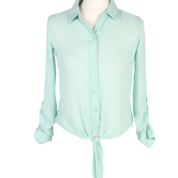 Women 90s Shirt Blouses Long Sleeve Green XS