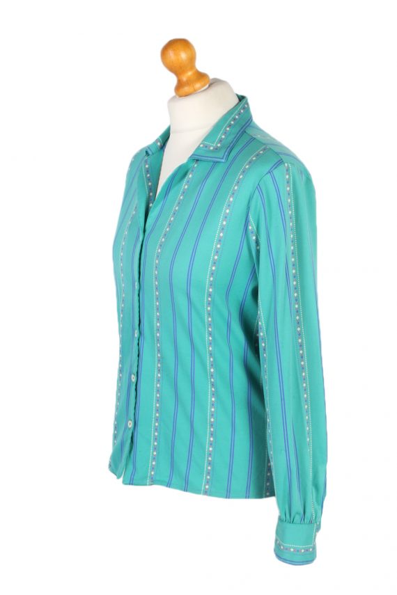Women 90s Shirt Blouses Long Sleeve Green M