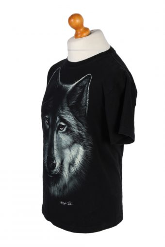 Vintage Wild Remake Wolf Printed T-Shirt M Black TS282-92332