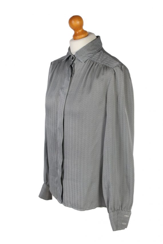 Women 90s Shirt Blouses Long Sleeve Grey L