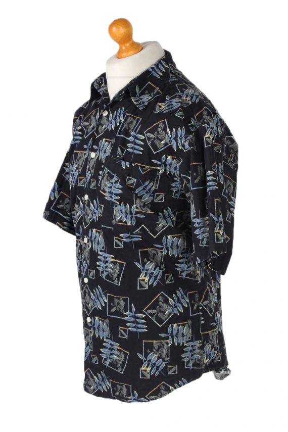 Hawaiian Shirt 90s Retro Summer Aloha Navy M