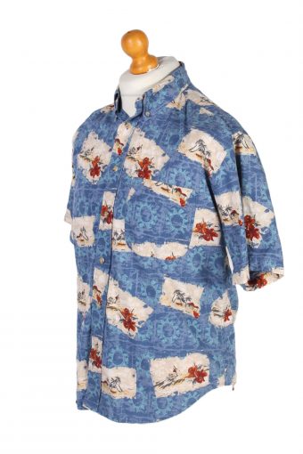 Vintage Natural Issue Island Printed Hawaiian Shirt M Blue SH3408-97067