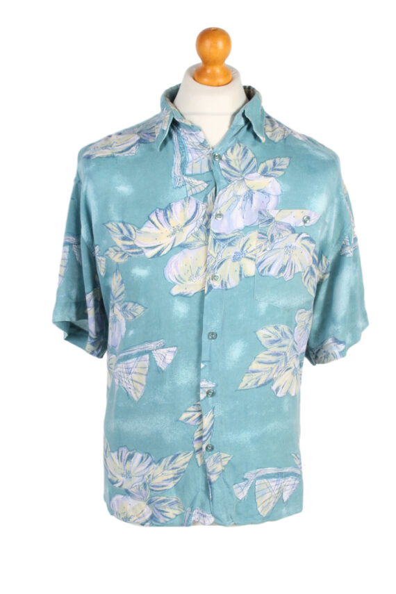 Hawaiian Shirt 90s Retro Summer Aloha Mint L