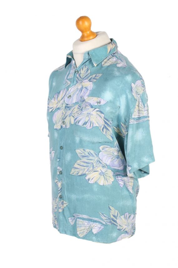 Hawaiian Shirt 90s Retro Summer Aloha Mint L