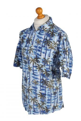 Hawaiian Shirt 90s Retro Summer Aloha Blue L