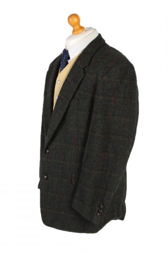 Harris Tweed Blazer Jacket Windowpane Classic Green L/XL
