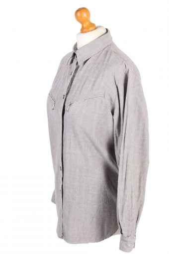 Flannel Checkshirt 90s Retro Women Grey L