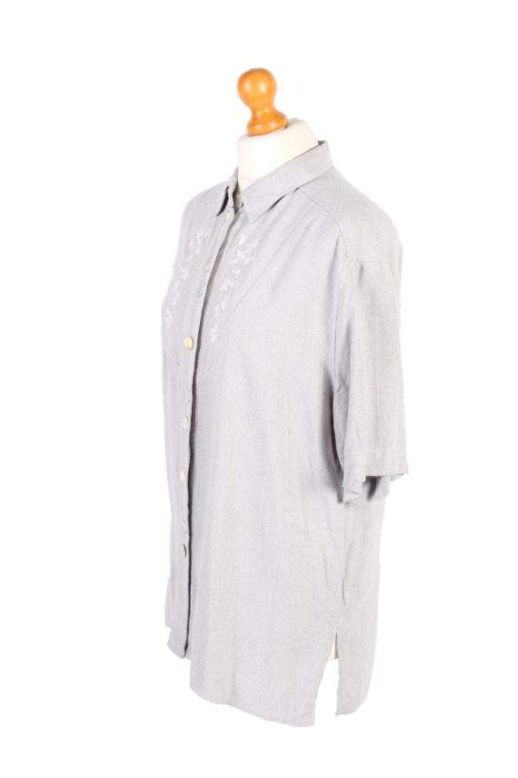Flannel Checkshirt 90s Retro Women Grey XL