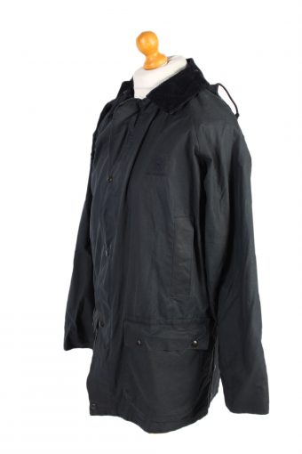Waxed Jacket Vintage Retro 90s Philip Morris M Black -C1269-101013