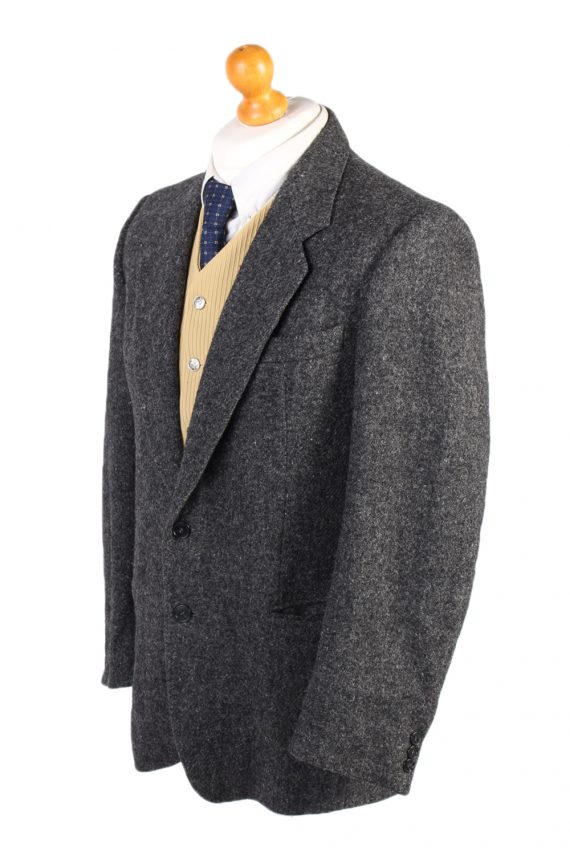 Harris Tweed Blazer Jacket Hirmer Plain Grey M
