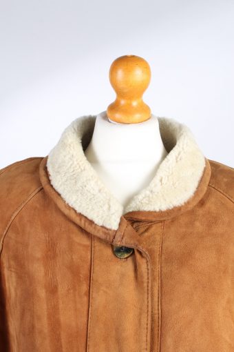 Vintage Fur Lined Coat Sheepskin Leather XXL Camel