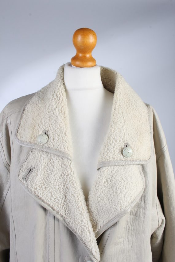 Ladies Designer Vintage Leather Sheepskin Fur XL White