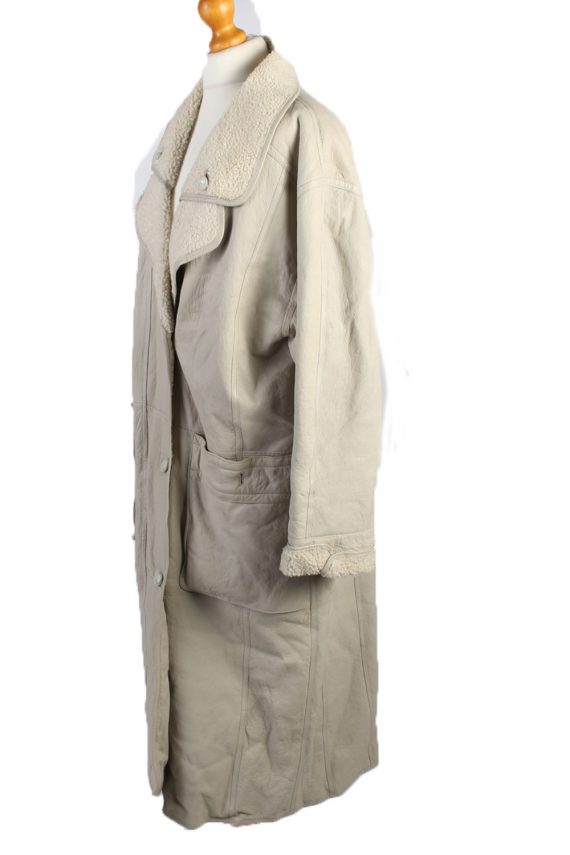 Ladies Designer Vintage Leather Sheepskin Fur XL White