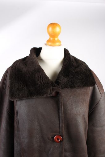 Shearling Tan Jacket Vintage Sheepskin Leather L Brown