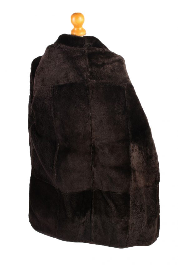Shearling Tan Jacket Vintage Sheepskin Leather L Brown