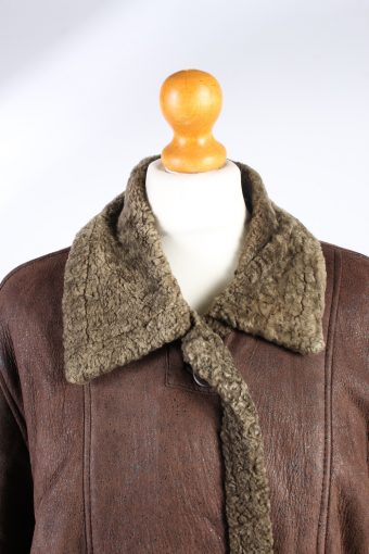 Shearling Tan Jacket Vintage Sheepskin Leather XL Brown