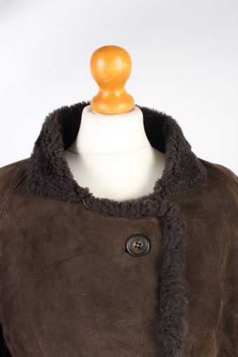 Shearling Tan Jacket Vintage Sheepskin Leather M Brown