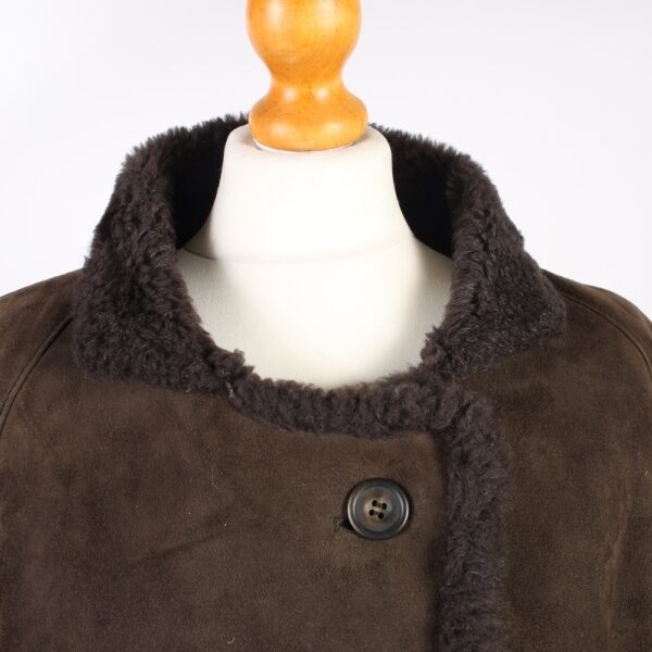Shearling Tan Jacket Vintage Sheepskin Leather M Brown