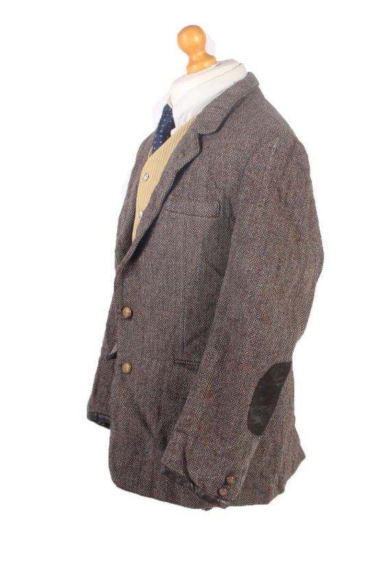Vintage Harris Tweed Roger David Herringbone Blazer Jacket Size 44 Brown HT2542-102243