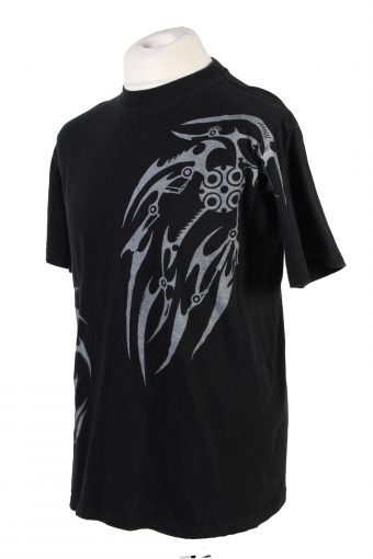 Men T-Shirt 90s Retro Shirt Black L